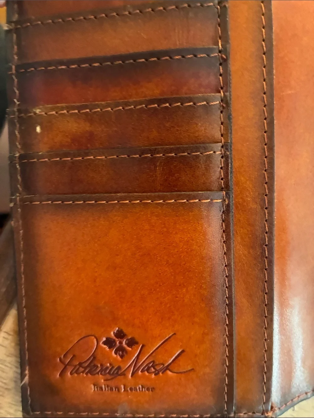 Patricia Nash Terresa Patchwork Leather Trifold Wallet (Beet color)